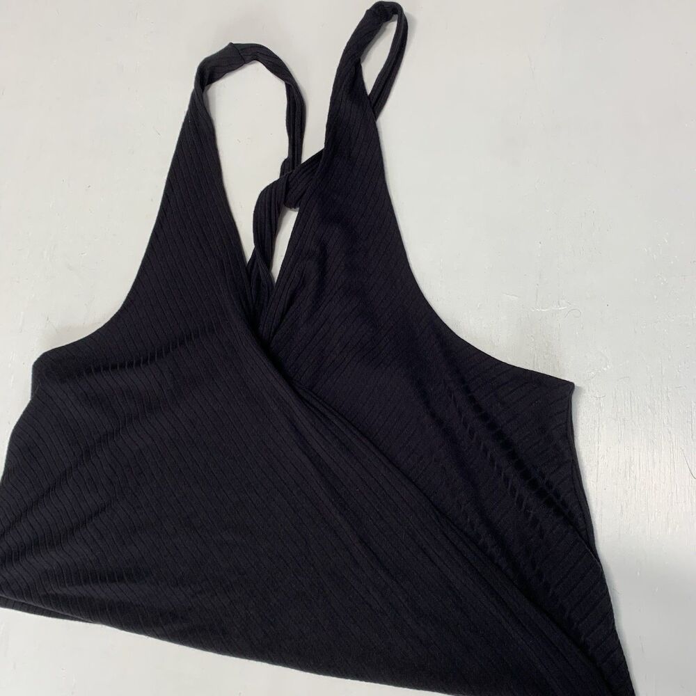 NWT FREE PEOPLE Black Tank Top Easy Adjustable, Lose In Middle Sz L
